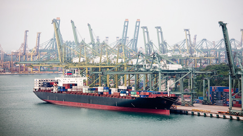 Cargo ship in singapore harbour